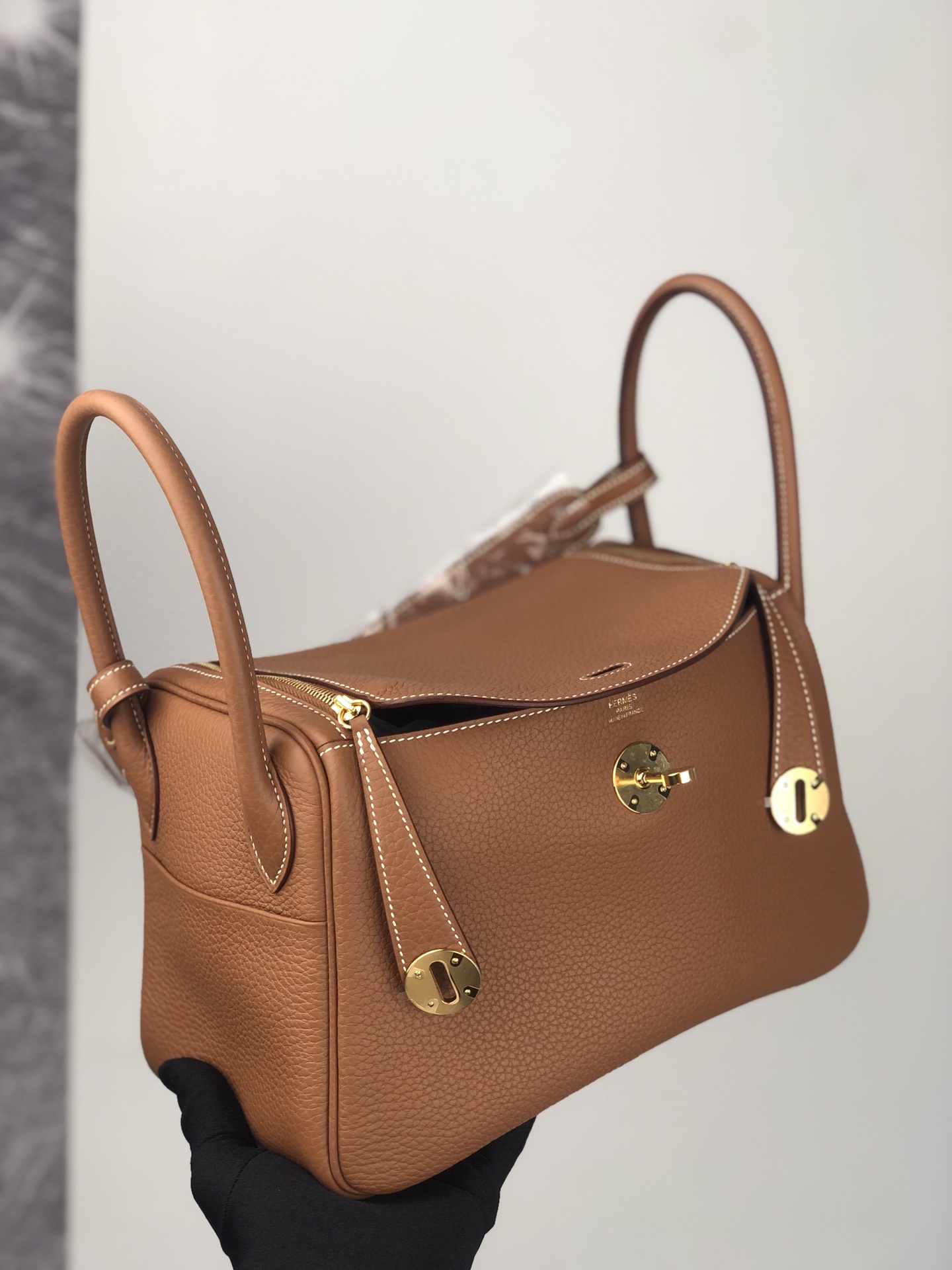 에르메스 린디백26 골드브라운 금장 소가죽